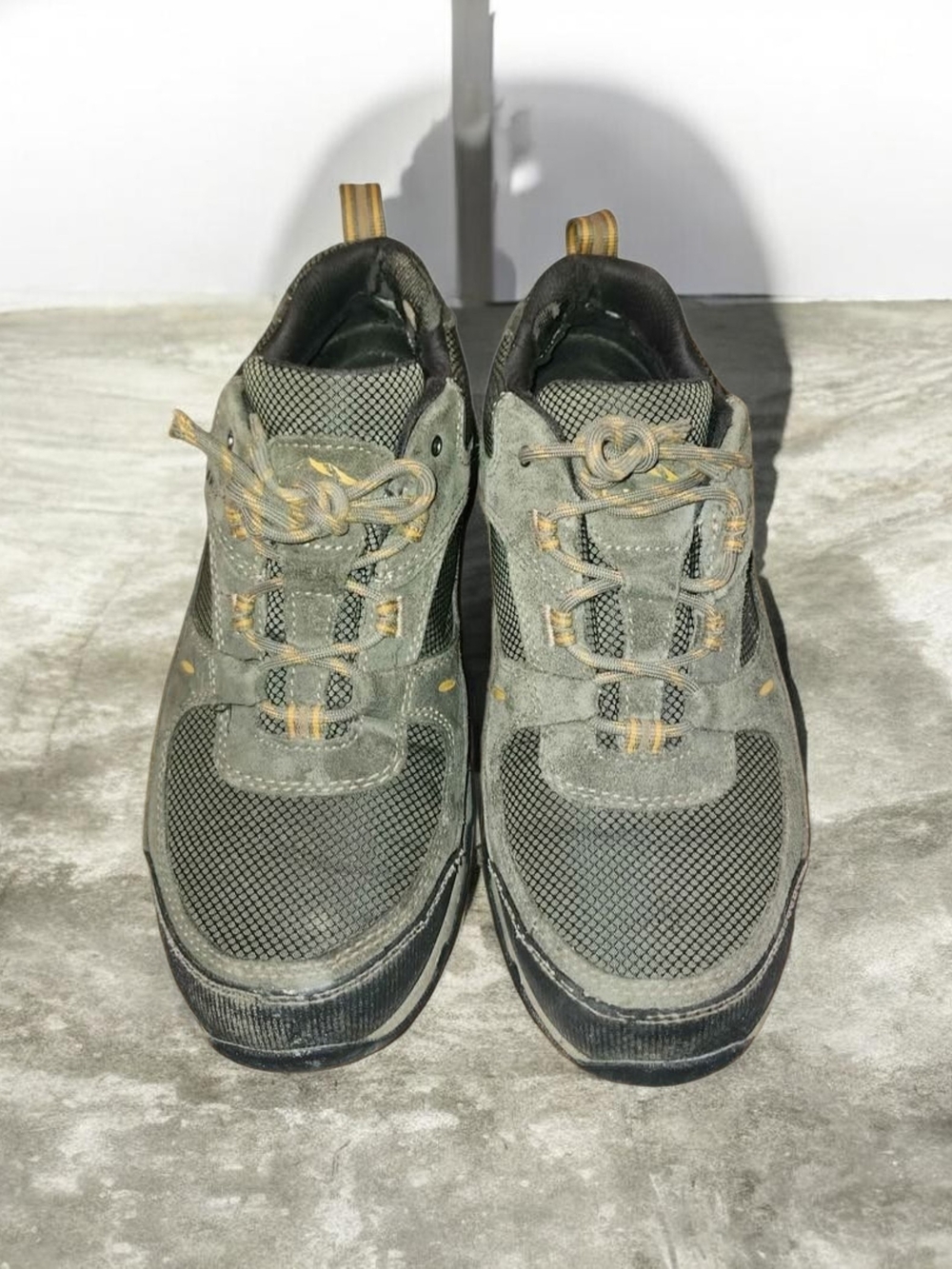 Men's Olive Suede and Mesh Low-Top Sneakers